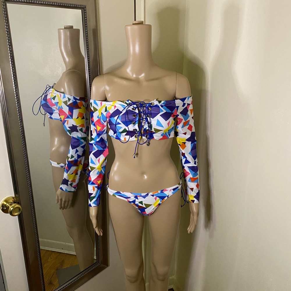 Off Shoulder Lace Up Bikini